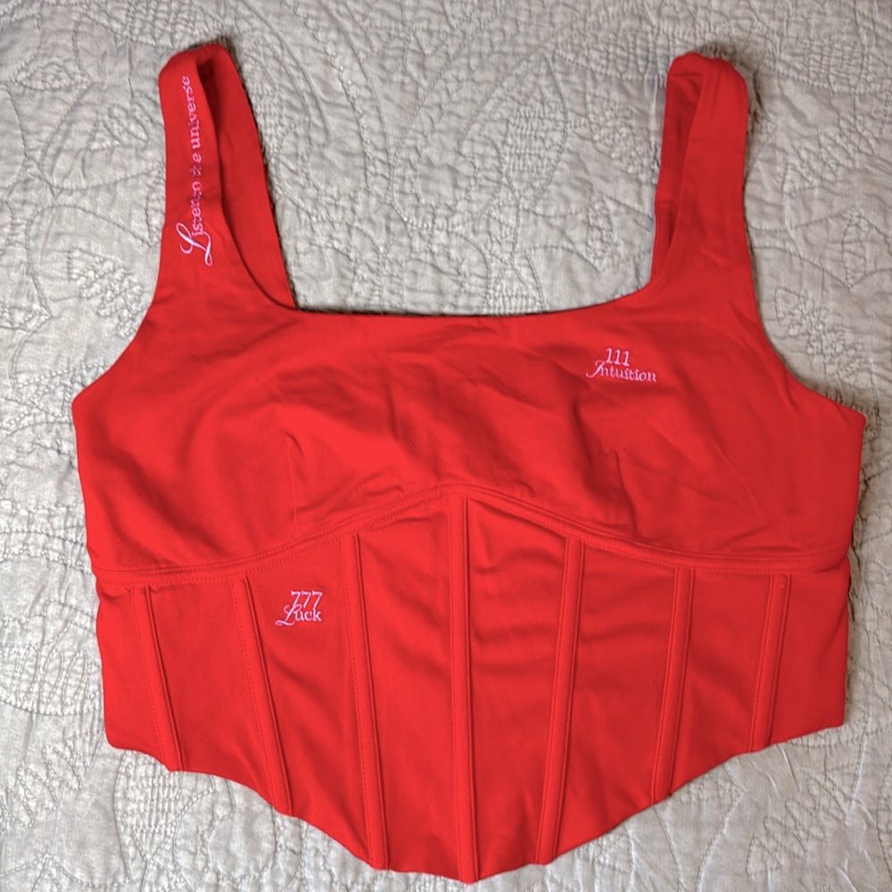 Mayfair red cropped corset tank top. EUC.